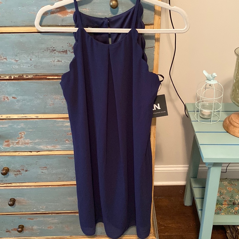 I.N. San Francisco sz Med navy blue lined dress